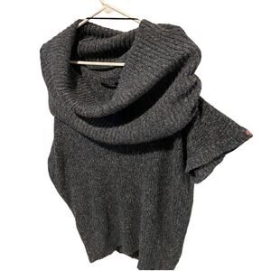 Mac & Jac Cowl Neck Short Sleeve Sweater Small Ribbed Knit Relaxed Oversized